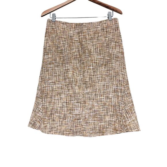 Piazza Sempione Skirt Women EUR 42 US 6 Tan Weave Linen Fit Flare Career - Picture 2 of 7